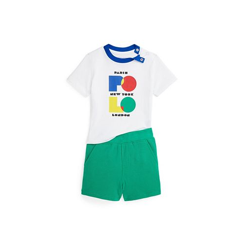 Polo Ralph Lauren Baby Boys Logo Cotton Jersey T-shirt and Mesh Shorts Set