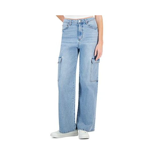 Tinseltown Juniors High Rise Wide Leg Cargo Jeans