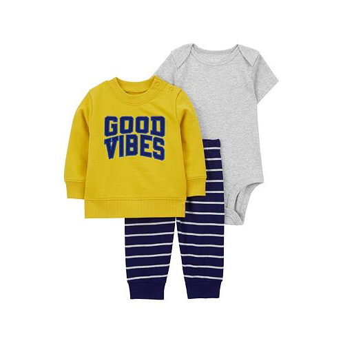 Carters Baby Boys Good Vibes Little Pullover Bodysuit and Pants 3 Piece Set