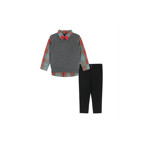 Andy & Evan Toddler/Child Boys Holiday Check Button-down w/Vest Set