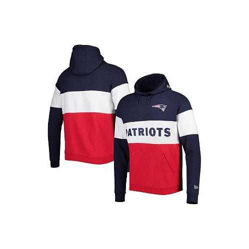 New Era Mens Red New England Patriots Colorblock Current Pullover Hoodie