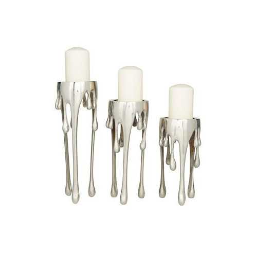 CosmoLiving Aluminum Abstract Pillar Drip Candle Holder with Melting Designed Legs Set of 3 - 12 10 8 H