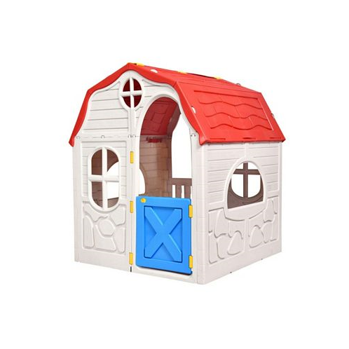 SUGIFT Kids Cottage Playhouse Foldable Plastic Indoor Outdoor Toy