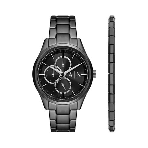 A|X Armani Exchange Mens Dante Multifunction Black Stainless Steel Watch 42mm and Bracelet Set