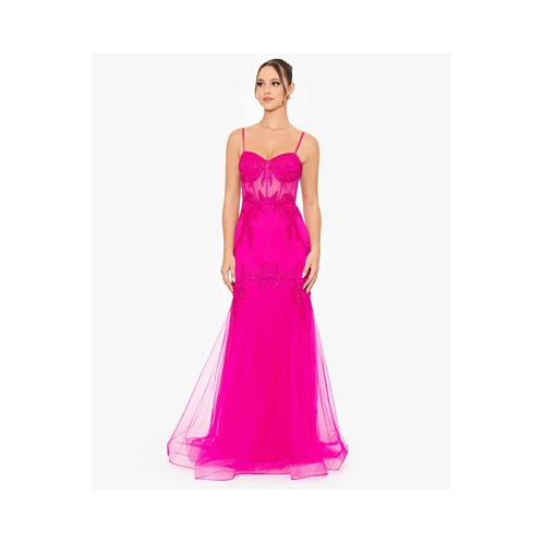 Blondie Nites Juniors Sequined-Lace Corset Gown