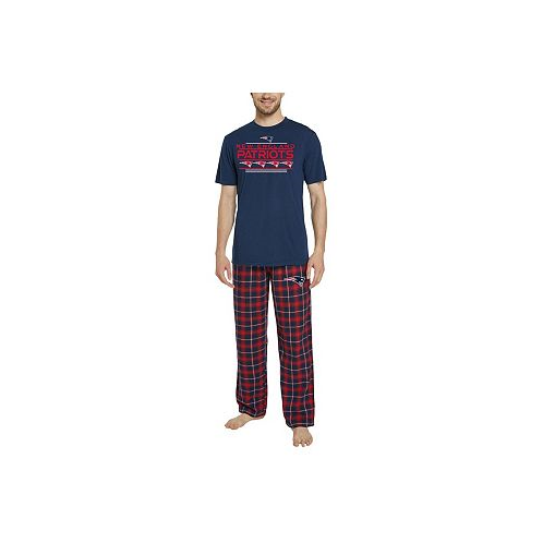 Concepts Sport Mens Navy Red New England Patriots Arctic?T-shirt and Flannel Pants Sleep Set