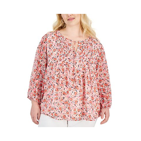 Tommy Hilfiger Plus Size Floral Pintucked Blouse