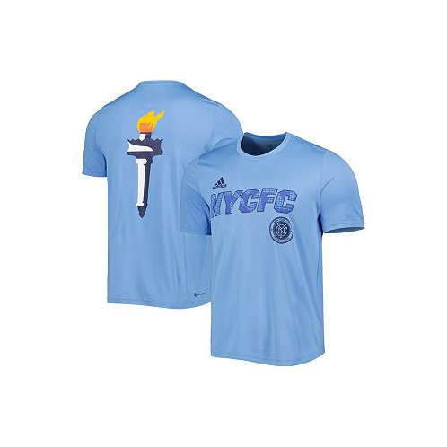 Adidas Mens Light Blue New York City FC Team Jersey Hook AEROREADY T-shirt
