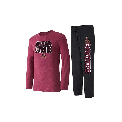 Concepts Sport Mens Black Garnet Arizona Coyotes Meter Long Sleeve T-shirt and Pants Sleep Set