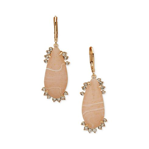 Lonna & lilly Gold-Tone Pave & Blush Crackled Stone Drop Earrings