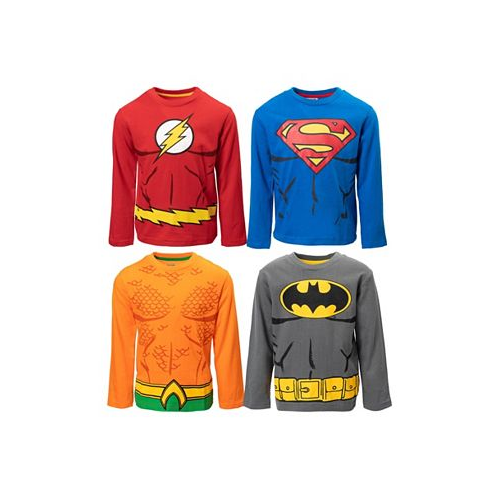 DC Comics Justice League Batman Superman Flash Aqua man 4 Pack Long Sleeve T-Shirt Toddler| Child