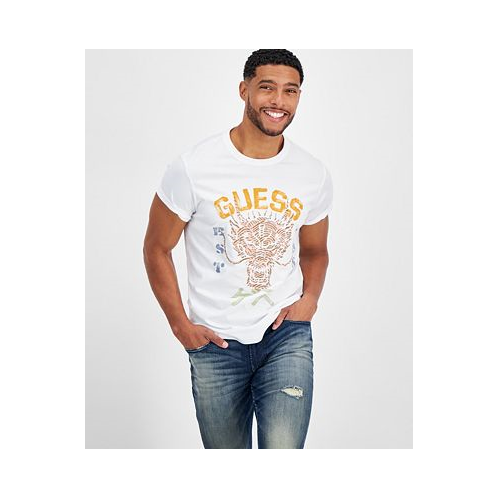 GUESS Mens Embroidered Dragon Logo Graphic T-Shirt