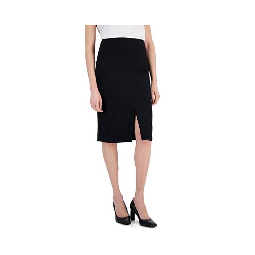 Kasper Womens Stretch Crepe Front-Slit Pencil Skirt