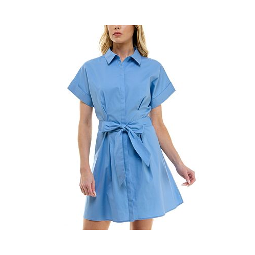 B Darlin Juniors Short-Sleeve Tie-Waist Shift Dress