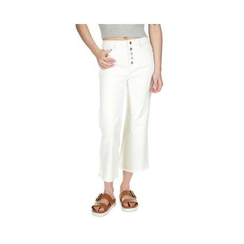 Michael Kors Womens Button-Fly Cropped Flared Jeans