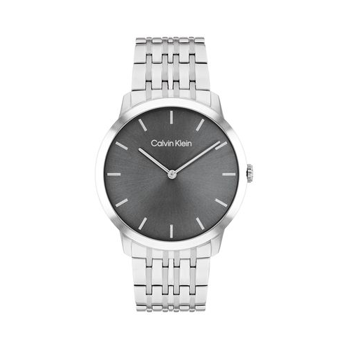Calvin Klein Mens Intrigue Silver-Tone Stainless Steel Bracelet Watch 40mm