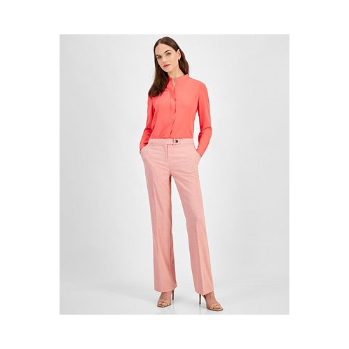 Anne Klein Womens Twill Extended-Tab Mid Rise Pants