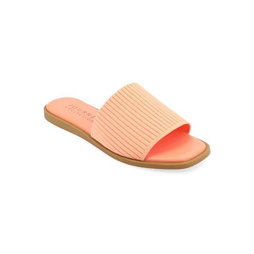 Journee Collection Womens Prisilla Single Band Slide Flat Sandals