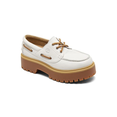 Timberland Womens Stone Street 3-Eye Premium Leather Platform Boat Shoes from Finish Line