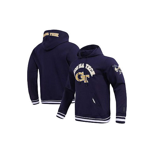 Pro Standard Mens Navy Georgia Tech Yellow Jackets Classic Stacked Logo Pullover Hoodie
