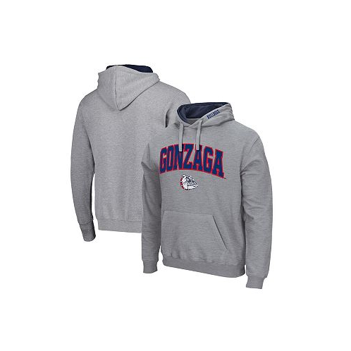 Colosseum Mens Heathered Gray Gonzaga Bulldogs Arch and Logo Pullover Hoodie
