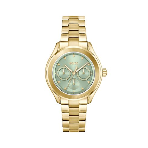 Hugo Boss Womens Lida Quartz Multifunction Ionic Plated Thin Gold-Tone Steel Watch 38mm