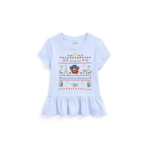 Polo Ralph Lauren Toddler and Little Girls Polo Bear Cotton Jersey Peplum T-shirt