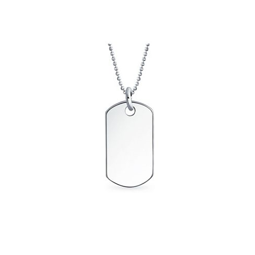 Bling Jewelry Medium Plain Simple Basic Cool Mens Identification Military Army Dog Tag Pendant Necklace For Men Teens Polished Sterling Silver