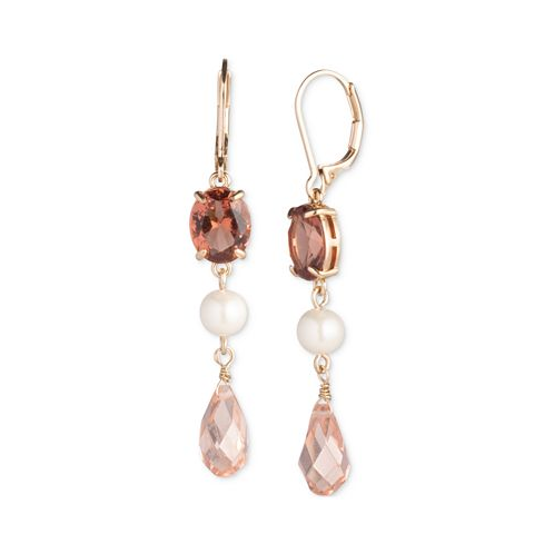 POLO Ralph Lauren Gold-Tone Crystal Imitation Pearl & Bead Linear Drop Earrings