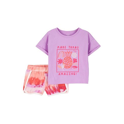 Carters Toddler Girls Make Today Amazing T-shirt and Tie Dye Shorts 2 Piece Set