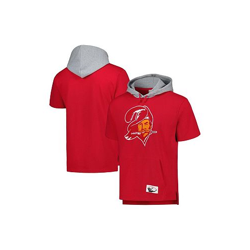 Mitchell & Ness Mens Red Tampa Bay Buccaneers Postgame Short Sleeve Hoodie