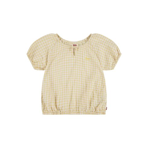 Levis Little Girls Gingham Peasant Checkered Print Blouse