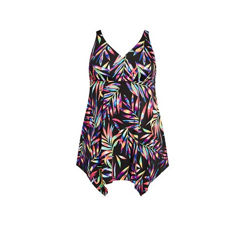 AVENUE Plus Size Sharkbite Print Swim Dress