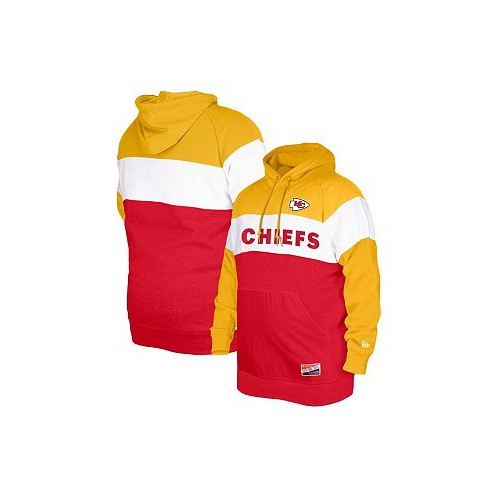 New Era Mens Red Kansas City Chiefs Big and Tall Current Colorblock Pullover Hoodie
