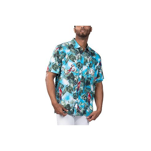Margaritaville Mens Light Blue Kyle Larson Jungle Parrot Party Button-Up Shirt