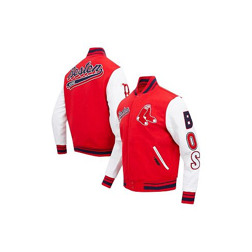 Pro Standard Mens Red Boston Red Sox Script Tail Wool Full-Zip Varity Jacket