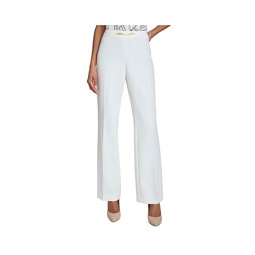 Karl Lagerfeld PARIS Womens Chain-Trim Straight-Leg Pants