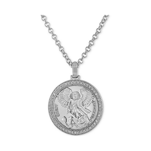 Esquire Mens Jewelry Diamond St. Michael Medallion 22 Pendant Necklace (1/4 ct. t.w.) in 18k Gold-Plated Sterling Silver