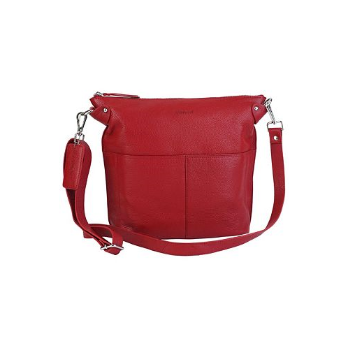 Mancini Pebbled Collection Susan Leather Crossbody Hobo Bag