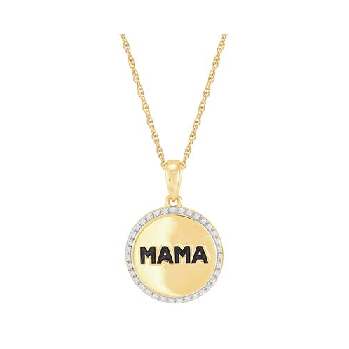 Macys Diamond Mama Coin Pendant Necklace (1/10 ct. t.w.) in 14k Gold-Plated Sterling Silver 16 + 2 extender