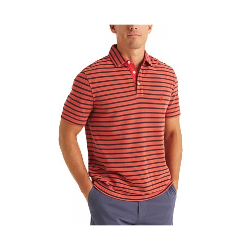 Nautica Mens Striped Pique Short Sleeve Polo Shirt