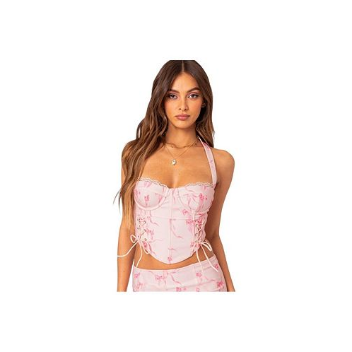 Edikted Womens Makayla printed corset top