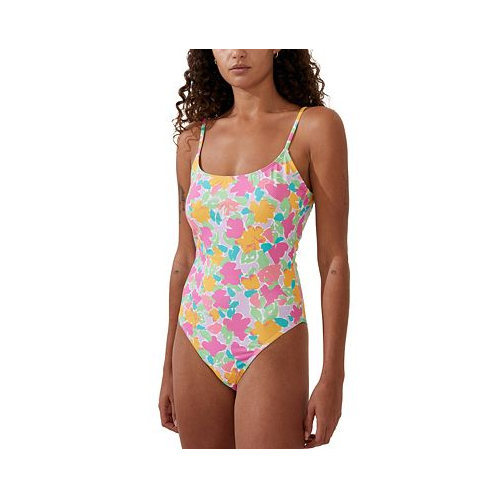 COTTON ON Womens Floral-Print Cheeky One-Piece Swimsuit