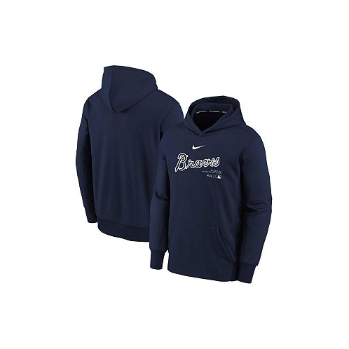 Nike Big Boys Navy Atlanta Braves Authentic Collection Performance Pullover Hoodie