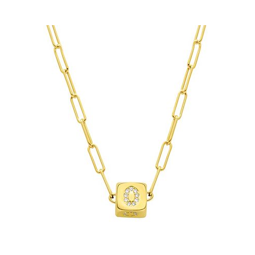 ADORNIA 14K Gold-Plated Initial Cube Paperclip Necklace