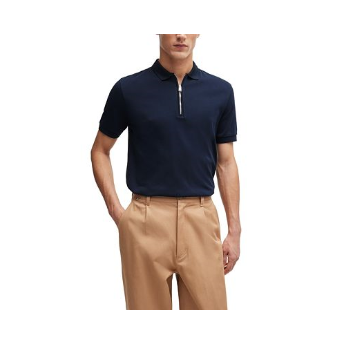 Hugo Boss Mens Zip Neck Slim-Fit Polo Shirt