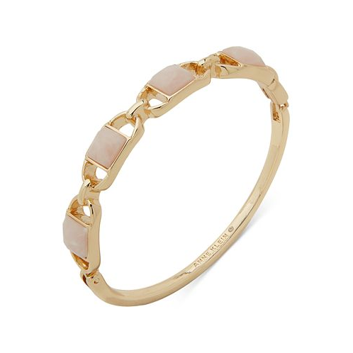 Anne Klein Gold-Tone Stone-Set Oval Link Bangle Bracelet