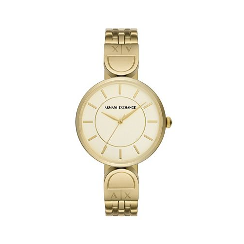 A|X Armani Exchange Womens Brooke Three Hand Gold-Tone Stainless Steel Watch 38mm