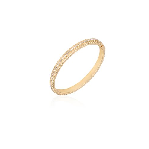 T Tahari Gold-Tone Textured Rounded Hinge Bracelet