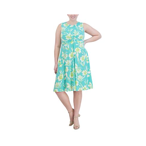 Jessica Howard Plus Size Twist-Front Sleeveless Jersey Dress